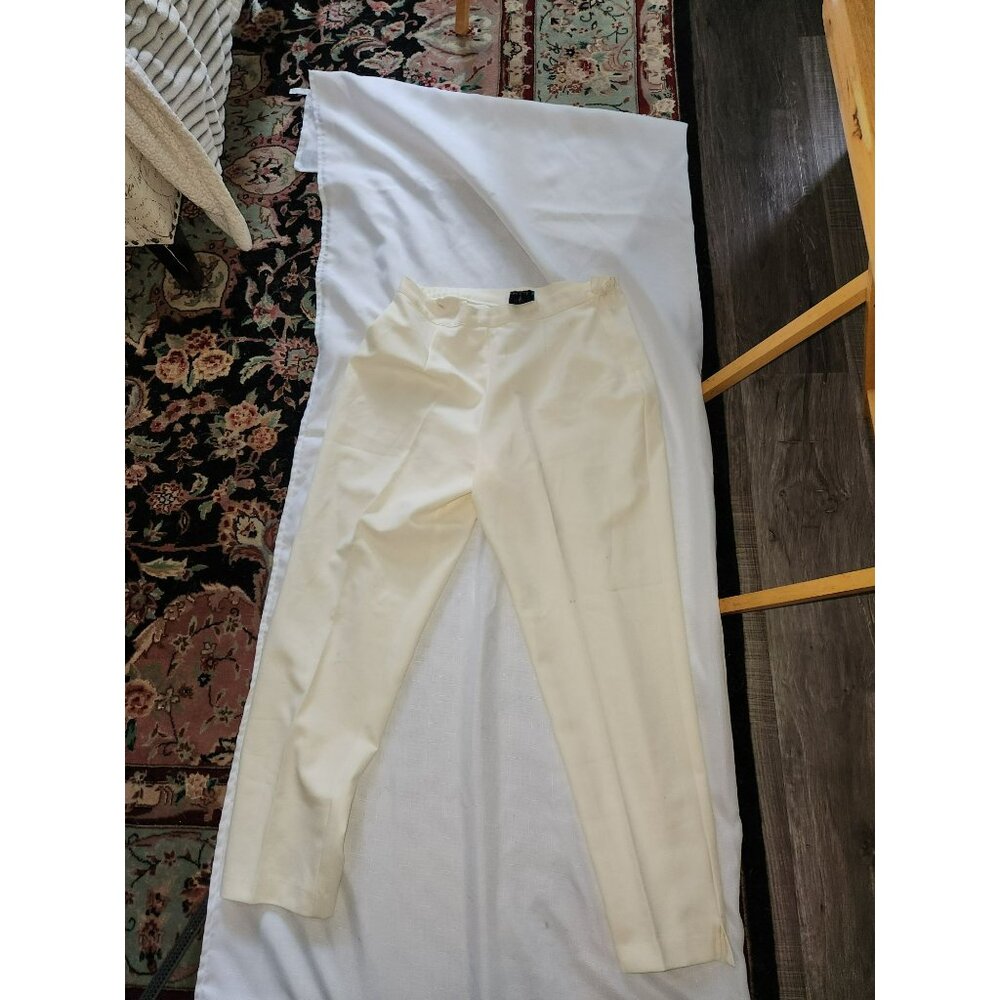 Vintage Danielle B Women's Ivory Trousers Size M Polyester & Cotton Blend Perfec